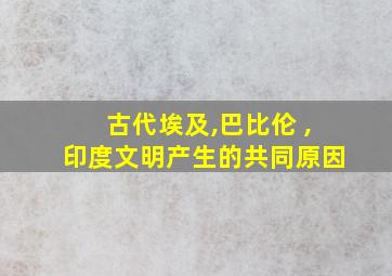 古代埃及,巴比伦 ,印度文明产生的共同原因